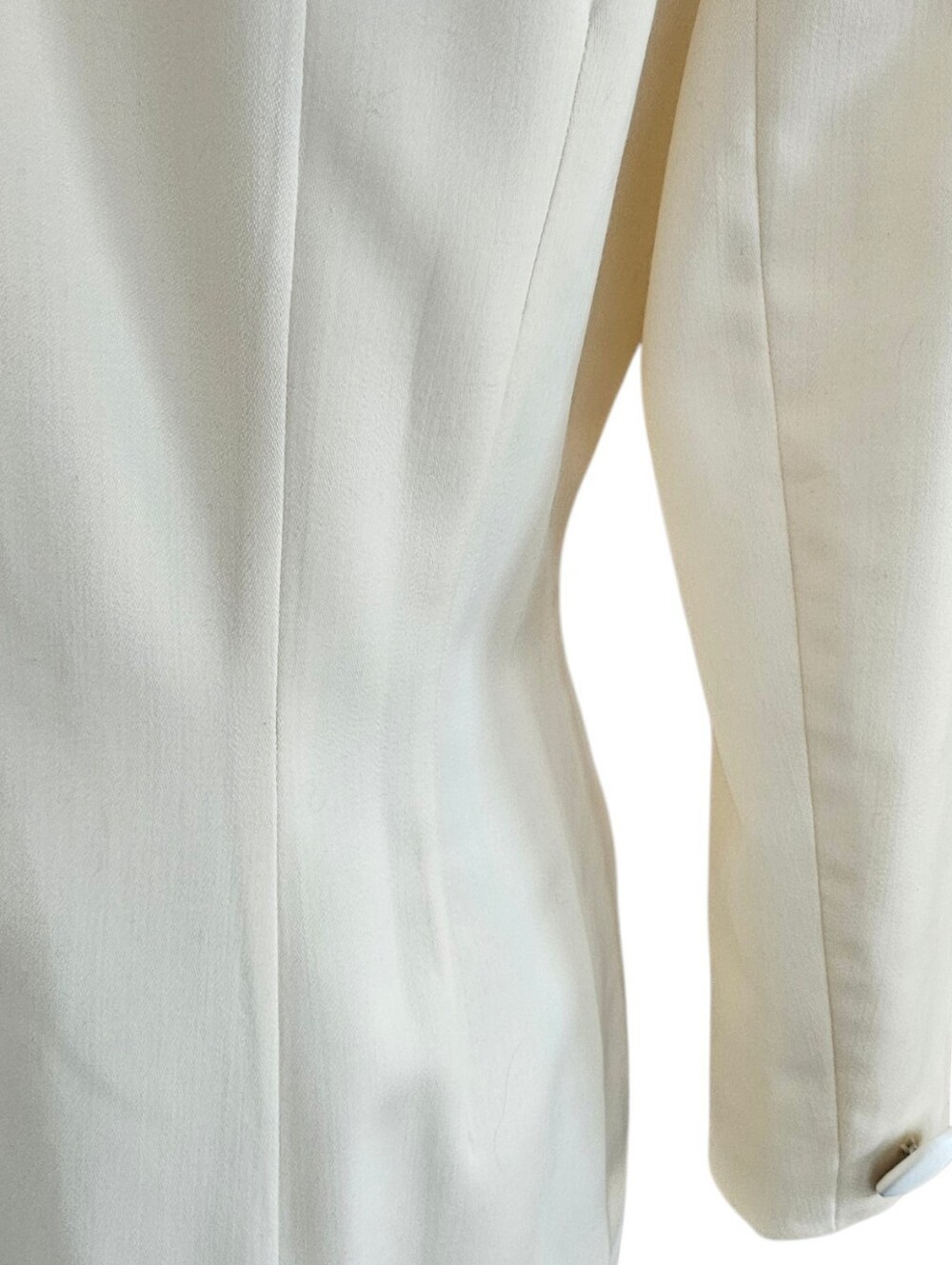 Christian Dior Ivory Double Breasted Blazer Silk Wool Vintage USA Size 10 - Picture 6 of 13